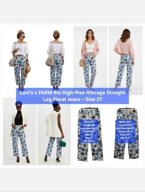 Levi's x FARM Rio High-Rise Ribcage Straight Leg Floral Jeans Size 27